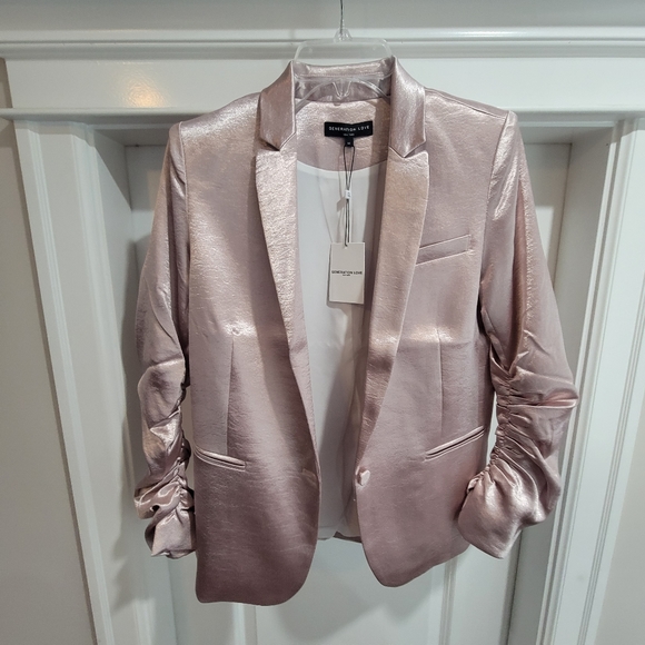 NWT Generation Love Luxe Satin "Fabien Blazer" in Metallic Mauve Size: s/m/l - Picture 3 of 8